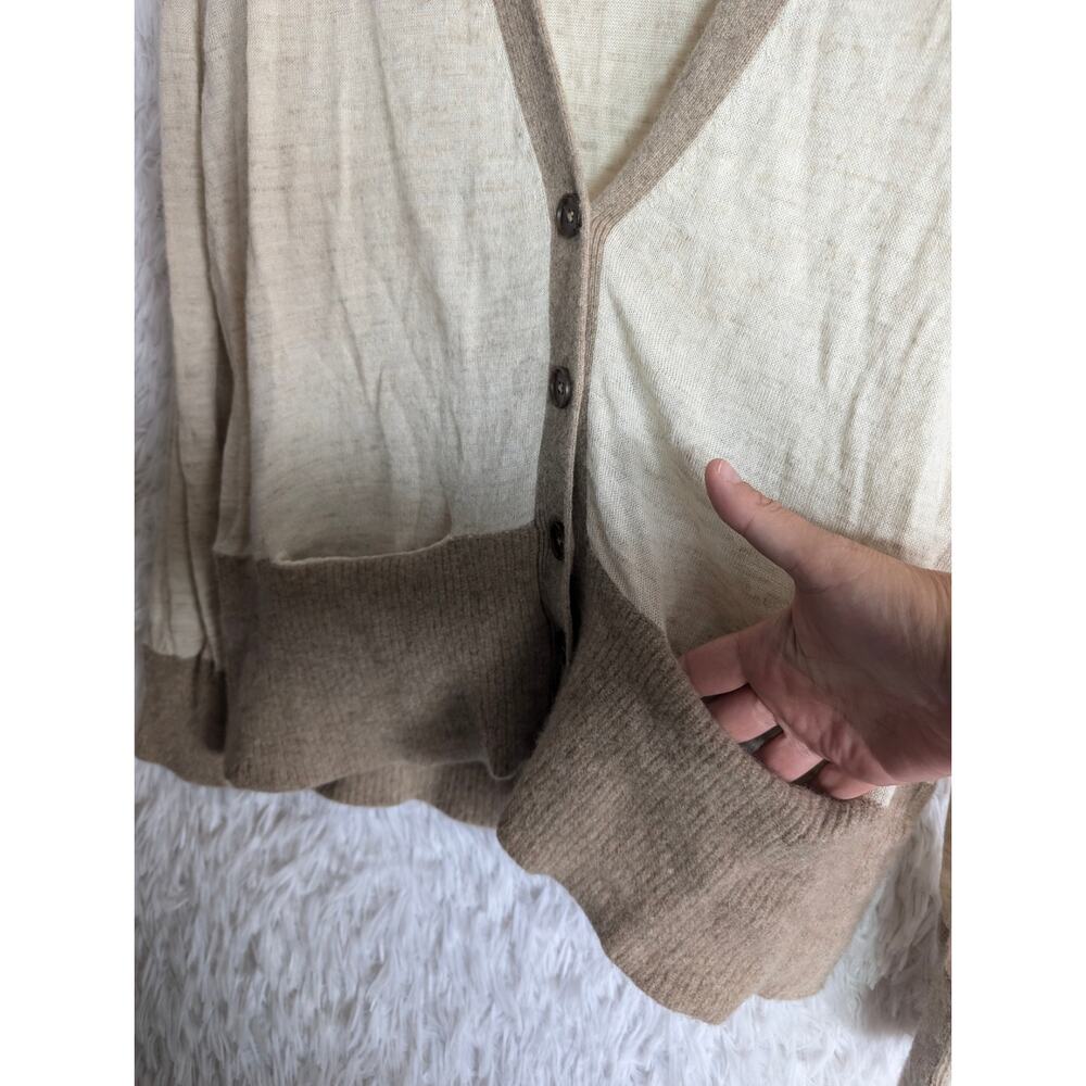 Madewell Wool Blend Boyfriend Cardigan Women's Large Brown Linen Alpaca Pockets - Picture 4 of 7